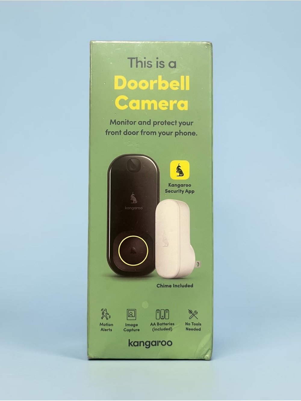 kangaROOS Black and White Doorbell Camera with Yellow Accent